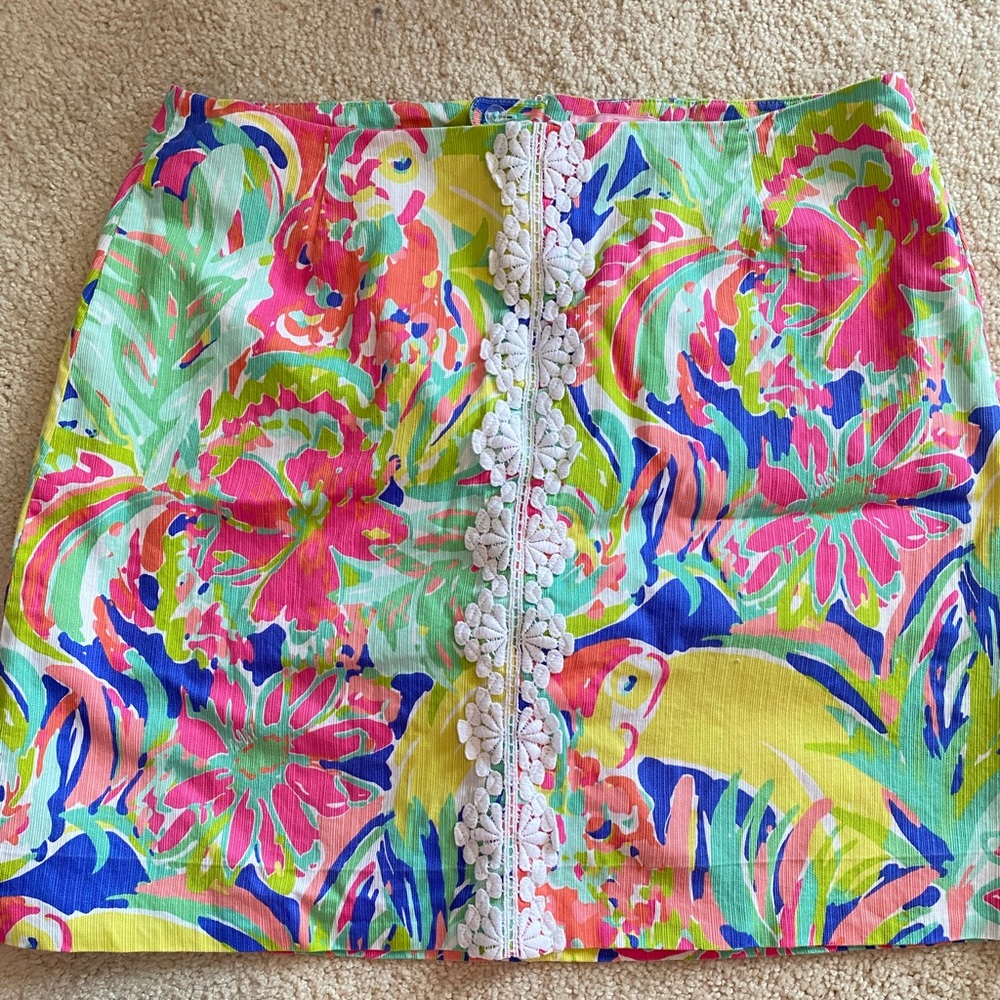 Lilly Pulitzer Blue and Green Rhea Lace Skort in Multi Casa Banana, 6